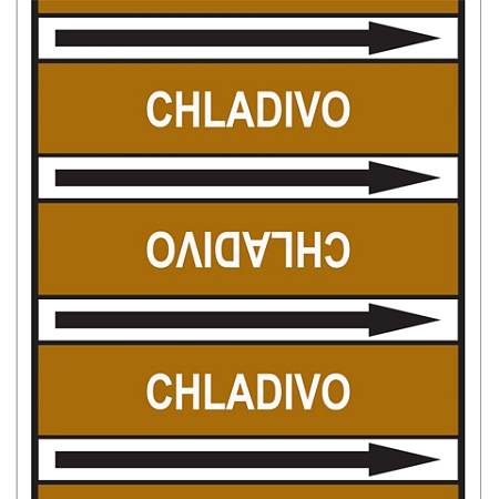 Značení potrubí, chladivo, 505 ks,100 × 60 mm